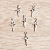 80pcs Antique Silver Star Charms for Jewelry Making DIY