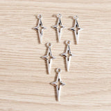 80pcs Antique Silver Star Charms for Jewelry Making DIY