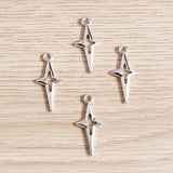 80pcs Antique Silver Star Charms for Jewelry Making DIY