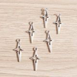 80pcs Antique Silver Star Charms for Jewelry Making DIY