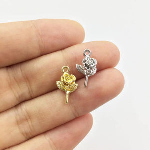 20pcs Mini Rose Coin Zinc Alloy Necklace for Jewelry DIY