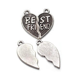 10pcs Antique Silver Heart Broken Charms Necklace Gift Sister
