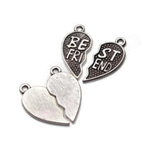 10pcs Antique Silver Heart Broken Charms Necklace Gift Sister