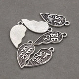 10pcs Antique Silver Heart Broken Charms Necklace Gift Sister
