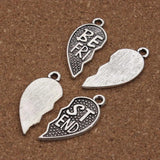 10pcs Antique Silver Heart Broken Charms Necklace Gift Sister