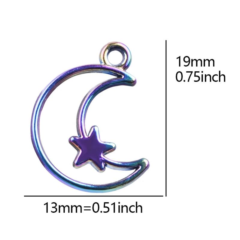 15pcs Crescent Moon Stars Planet Charms Pendant DIY Jewelry Making