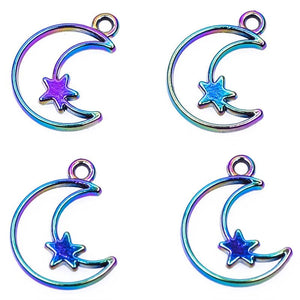 15pcs Crescent Moon Stars Planet Charms Pendant DIY Jewelry Making