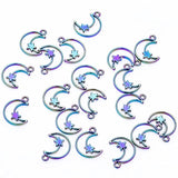 15pcs Crescent Moon Stars Planet Charms Pendant DIY Jewelry Making