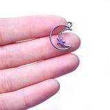15pcs Crescent Moon Stars Planet Charms Pendant DIY Jewelry Making