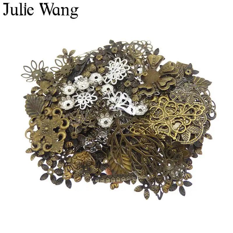 50g/bag Mix Retro Leaf Flowers Antique Iron Charms Necklace Bracelet Jewelry