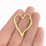10 Matt Open Heart Charms Pendants 2 Sided for Necklace 28x37mm