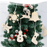 Christmas Wood Slice Charms With Bells Ropes Mixed Elk Tree Snowman