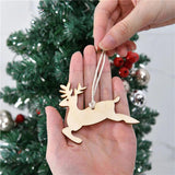Christmas Wood Slice Charms With Bells Ropes Mixed Elk Tree Snowman