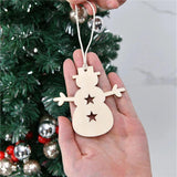 Christmas Wood Slice Charms With Bells Ropes Mixed Elk Tree Snowman