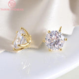 6PCS 7MM 9MM 24K Brass with Zircon Charms Pendants