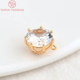 6PCS 7MM 9MM 24K Brass with Zircon Charms Pendants