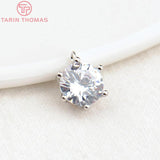 6PCS 7MM 9MM 24K Brass with Zircon Charms Pendants