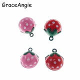 10pcs Strawberry Jingle Bells Sweety Necklace Pendant Charms