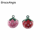 10pcs Strawberry Jingle Bells Sweety Necklace Pendant Charms