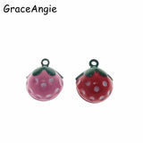 10pcs Strawberry Jingle Bells Sweety Necklace Pendant Charms