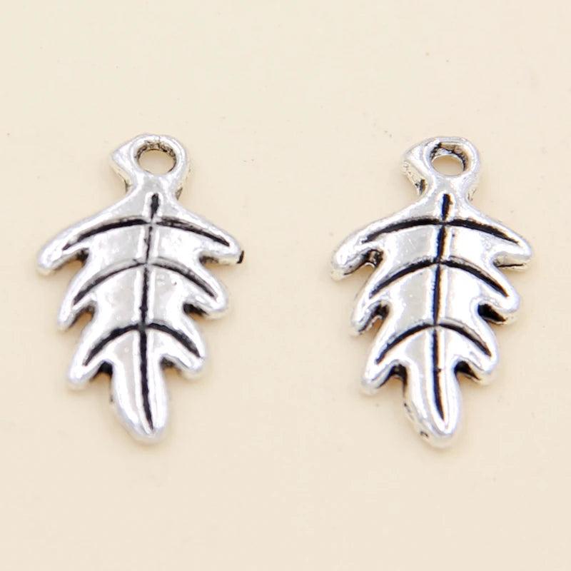70pcs Tibetan Silver Leaves Charms Pendants 9.5x15mm