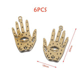 Raw Brass Hamsa Hand Charm Pendant for DIY Witch Jewelry