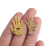 Raw Brass Hamsa Hand Charm Pendant for DIY Witch Jewelry