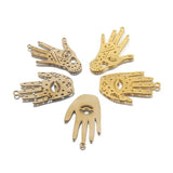 Raw Brass Hamsa Hand Charm Pendant for DIY Witch Jewelry