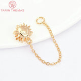 6PCS 55MM 24K Brass Sun Face Connects Chain DIY Jewelry Wholesales