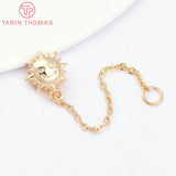 6PCS 55MM 24K Brass Sun Face Connects Chain DIY Jewelry Wholesales