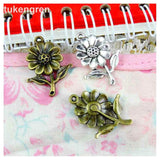 50pcs 20x27mm Antique Silver Sunflower Charms Pendant DIY Jewelry