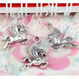 100pcs Flying Horse Charms 23.5x15mm Silver Bronze Pendants DIY Jewelry