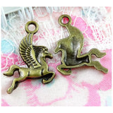 100pcs Flying Horse Charms 23.5x15mm Silver Bronze Pendants DIY Jewelry
