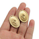 10pcs Oval Rhombus Texture Raw Brass Pendant DIY Jewelry Making