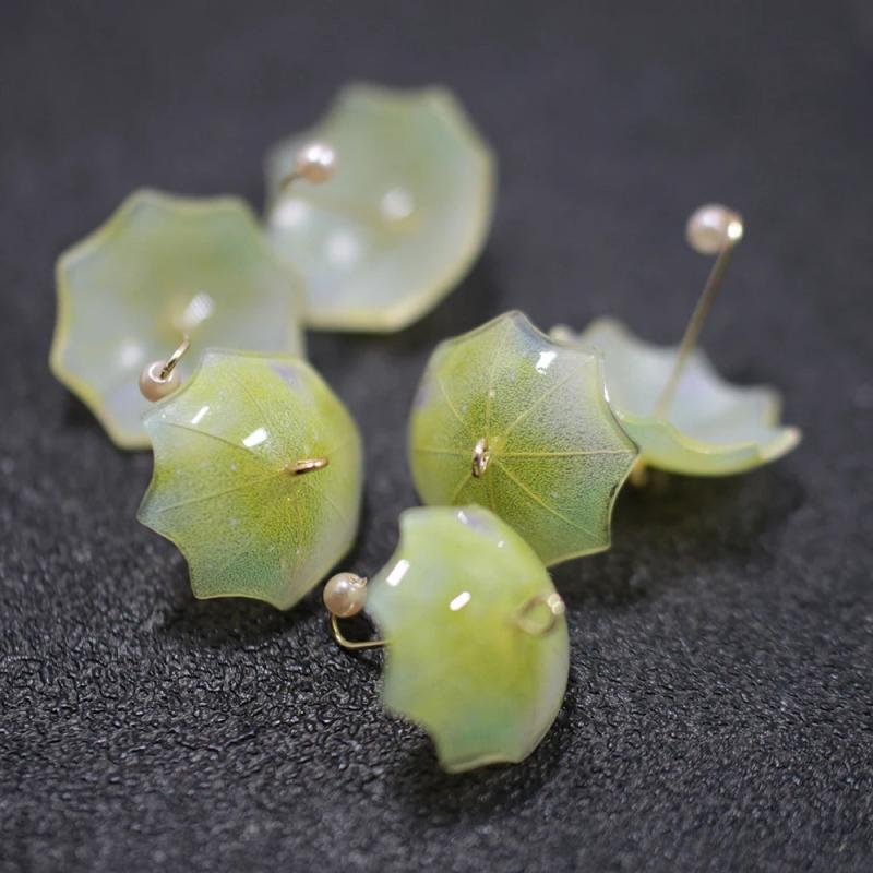 4Pcs Resin Umbrella Heart Charms for Jewelry Making