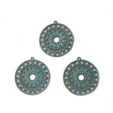 5pcs Hollow Round Charms Pendants 10mm Bezels for Necklace Making