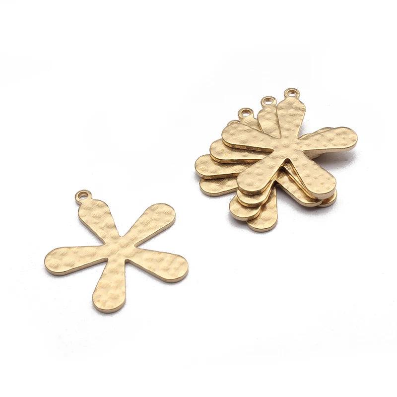 10pcs Raw Brass Hammered Flower Charms Pendant DIY Jewelry Making
