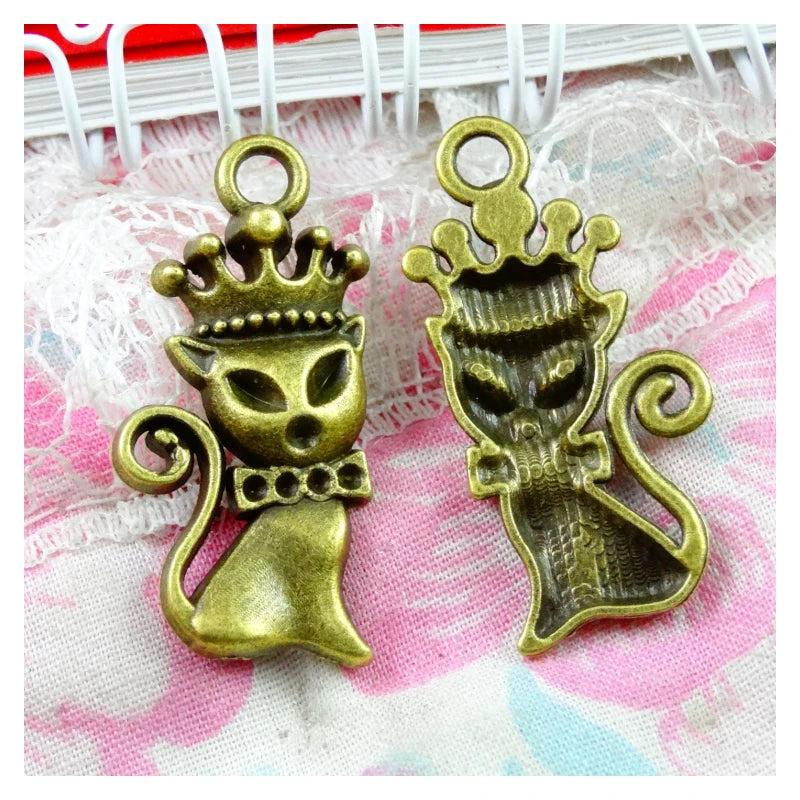 50 PCS Vintage Antique Bronze Fox Pendant Charm for Jewelry Making