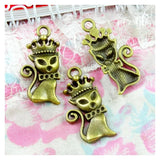 50 PCS Vintage Antique Bronze Fox Pendant Charm for Jewelry Making