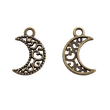50Pcs Antique Bronze Moon Charms for DIY Jewelry Making