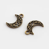 50Pcs Antique Bronze Moon Charms for DIY Jewelry Making