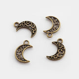50Pcs Antique Bronze Moon Charms for DIY Jewelry Making