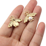 10pcs Faux Pearl Bee Pendant for Jewelry Making