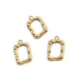 40pcs Raw Brass Rectangle Hammered Frame Charms Pendant for DIY Earrings