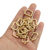 40pcs Raw Brass Rectangle Hammered Frame Charms Pendant for DIY Earrings