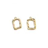 40pcs Raw Brass Rectangle Hammered Frame Charms Pendant for DIY Earrings