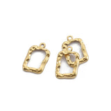 40pcs Raw Brass Rectangle Hammered Frame Charms Pendant for DIY Earrings