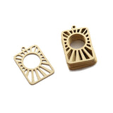 6pcs Raw Brass Rectangle Frame Charm Pendant for DIY Jewelry Making
