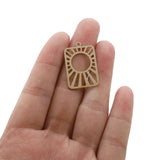 6pcs Raw Brass Rectangle Frame Charm Pendant for DIY Jewelry Making