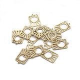 6pcs Raw Brass Rectangle Frame Charm Pendant for DIY Jewelry Making